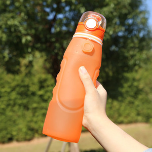 Botella de agua deportiva S5, plegable, de silicona, reutilizable, para acampar al aire libre, adultos, naranja, 1L - Product Image 1