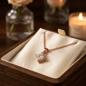 Pendentif de luxe en diamant de laboratoire certifié IGI, plaqué or argenté, pour mariage et fiançailles - Product Image 1