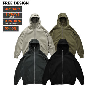 OEM Wholesale High Quality Streetwear Zipper <b>Hoodie</b> Plus Size <b>City</b> Style Unisex Cotton Oversized Custom Logo <b>Men</b> 3D Embroidery - Product Image 1