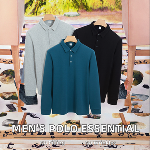 Camiseta de Manga Larga para Hombre, de Primera Calidad, Ecológica, Tejida, con Estampado, Absorbente de Sudor, Resistente a las Arrugas, Informal, para Otoño e Invierno - Product Image 2