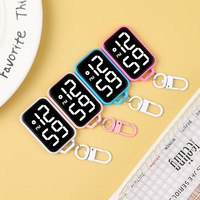 Montre de poche numérique LED à motif tissé chat, mini carrée pour homme, avec date, heure mondiale, rechargeable, design sportif