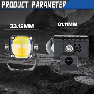 Feux antibrouillard LED pour moto 12-36V 70W, ambre et blanc, feux de conduite auxiliaires avec yeux de démon, clignotants, phare étanche - Product Image 3