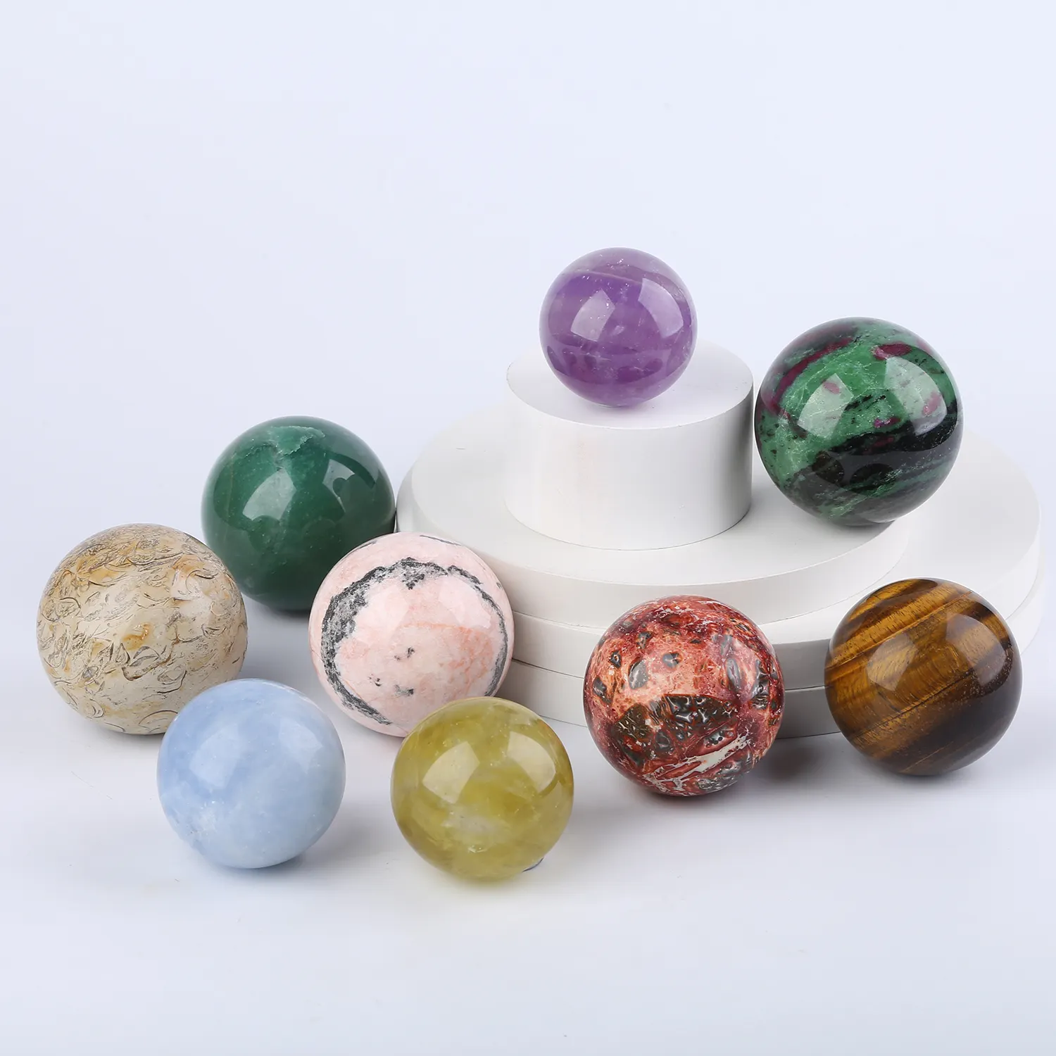 Bolas de cristal de piedra natural pulida, esferas de ojo de Tigre, jaspe rojo, tamaño grande y pequeño, venta al por mayor
