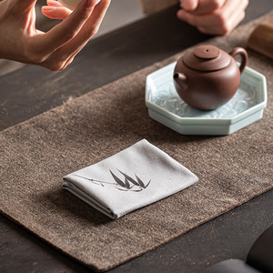 Tea <b>Towel</b> Fleece Highly Absorbent Square Hand Painted Bamboo Pine Lotus Seedpod Zen <b>Kitchen</b> Use Dehua Origin - Product Image 3