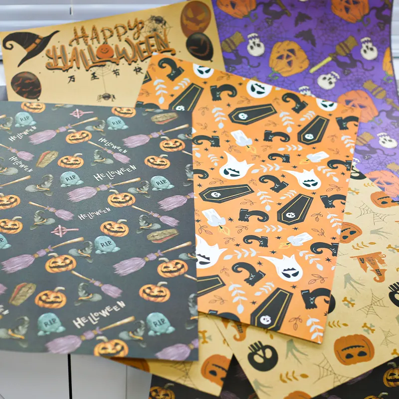 Joywood Groothandel Van Halloween Bloemenverpakking Papier Halloween Boeket Papier Kraft Gepersonaliseerd Verpakkingspapier