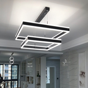 Lustre carré LED en acier inoxydable doré, hauteur réglable, culot E26, lumière blanc chaud 3500K, abat-jour en cristal, 120 LED - Product Image 4