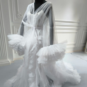 S0144G 2026 Robe de nuit de grossesse confortable de haute qualité, nouvelle collection très vendue, en dentelle fine et tulle, longue et sexy, pour mariée ou matinée. - Product Image 1
