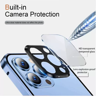 Coque de téléphone en métal avec protection en verre trempé HD double face à 360 degrés et film magnétique pour objectif, compatible iPhone 17 18 Pro Max 16 15