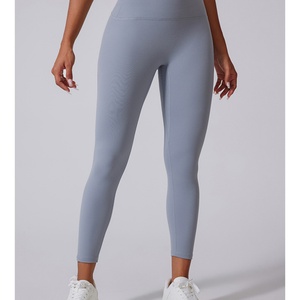 Hot Sale Customized Autumn Winter Yoga <b>Leggings</b> High Waist Crossover Design Nude Curved M-<b>Shaped</b> Peach Tight Breathable Nylon - Product Image 3