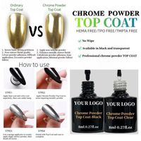 Hema TPO Free No-Wipe Soak Off LED UV Gel Vernis à Ongles Noir Brillant Effet Miroir Poudre Top Base