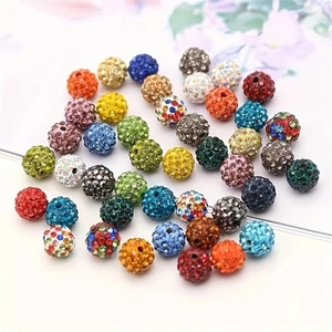 10mm ronde dikke hars strass kralen polymeerklei balletjes ingelegd met kristallen Shambhala kralen voor het maken van pen sieraden armbanden - Product Image 1