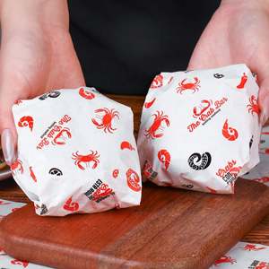 Papier d'emballage biodégradable de qualité alimentaire enduit sur mesure pour la restauration rapide, hamburgers, sandwichs, gâteaux, pizzas - Product Image 2