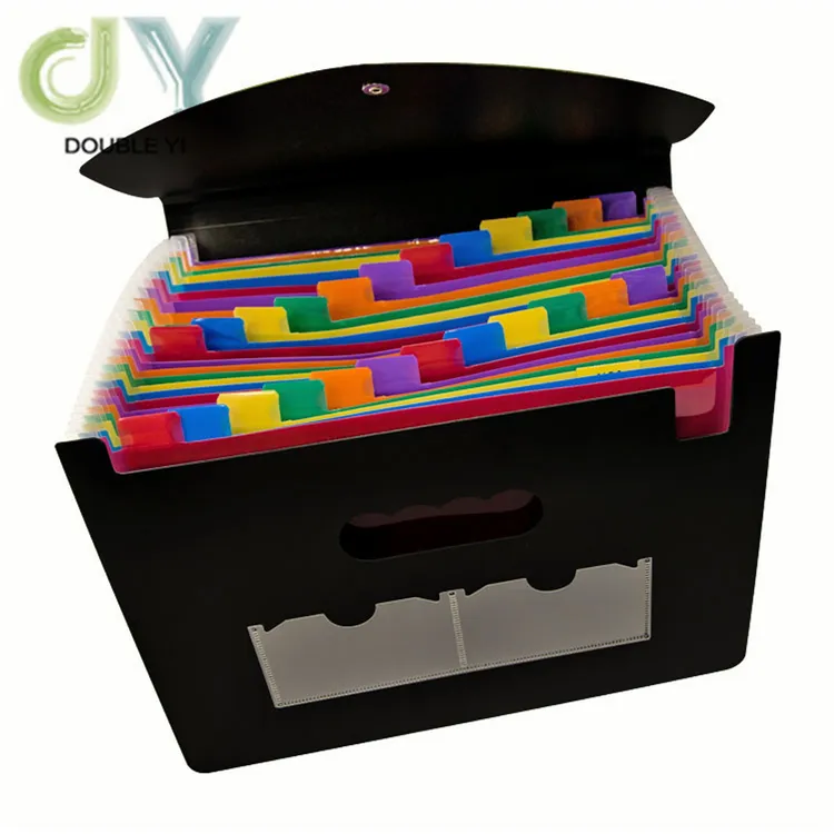 Wholesale 24 Pockets File Folder with Cover Expandable A4 File Folder Organizer Snap Closure PVC Document Bag