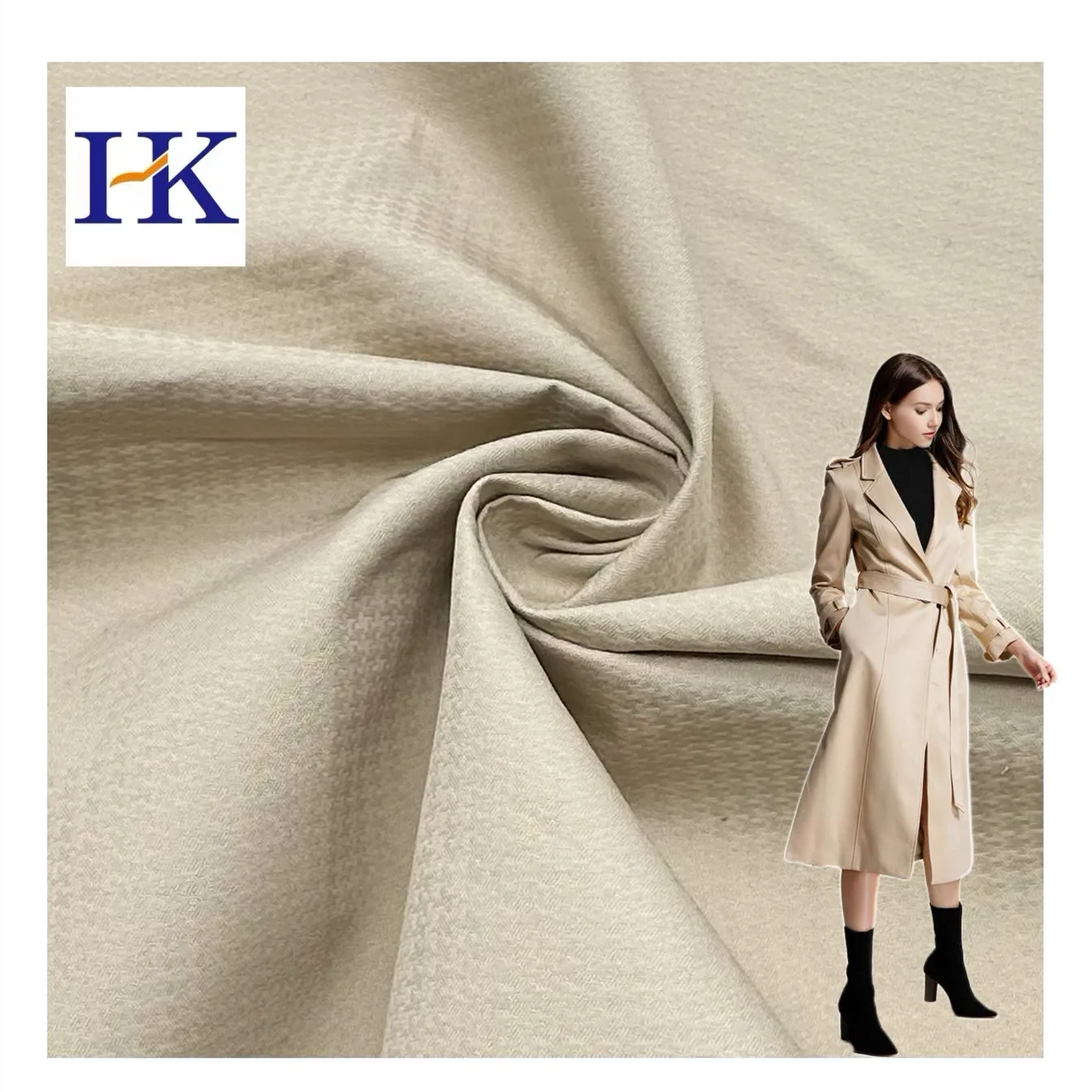 New Qianniao grid jacquard cotton polyester interwoven windproof clip overcomes fabric