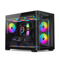 Boîtier de jeu Micro ATX Meway en gros, tour moyenne, panneau latéral en verre trempé incurvé, support de radiateur 360 mm, refroidissement PC air/eau