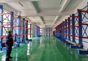 Scaffalatura Cantilever in Acciaio a 5 Ripiani con Protezione Anticorrosione, Scaffale per Riviste a Doppio Pannello in Plastica, Altezza Regolabile, Facile Montaggio - Product Image 2