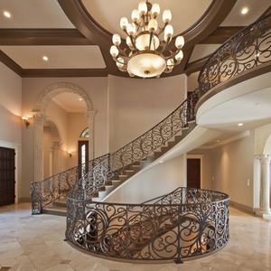 ราวบันไดเหล็กดัดคุณภาพสูงและดีไซน์ราวบันไดเหล็กแบบคลาสสิกสำหรับใช้ในโรงแรม ทนทานต่อการเกิดสนิม รับประกัน 5 ปี - Product Image 2