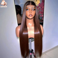 Perruque en cheveux humains avec fermeture en dentelle transparente HD 4x4 sans colle, couleur ombrée brune 1B, cheveux vietnamiens longs et raides, vente en gros
