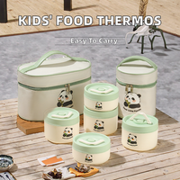 Boîte à lunch portable pour enfants mignons avec pot de nourriture en acier inoxydable 304 sac isolé pour récipient à soupe sous vide avec cuillère en plastique