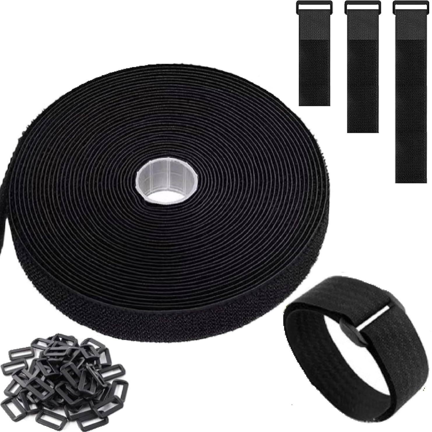 สีดำ กว้าง 2.5 ซม. ยาว 5 เมตร พร้อมกระดุมพลาสติก 25 เม็ด