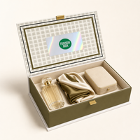 Boîte cadeau personnalisée vert mat avec motif décoratif imprimé et languette de traction pour cosmétiques et soins de la peau – Fournisseur en gros