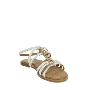Sandalias Planas Keys Donna K-10950 Doradas con Tiras y Cuentas, Zapatos de Verano para Mujer - Product Image 5
