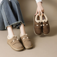 Bottes de neige à semelles épaisses pour femmes avec velcro et fourrure, bottes doublées de fourrure moka, baskets tendance, zapatillas deportivas