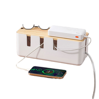 Boîte de rangement en bois Sunshine Collection avec organisateur de câbles en plastique pour salon, gestion des câbles, accessoire pour fils