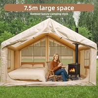Tente de camping gonflable légère à colonnes d'air intégrées en Oxford imperméable, toutes saisons, avec hublot, pour 3-4 personnes, assemblage manuel, en PVC