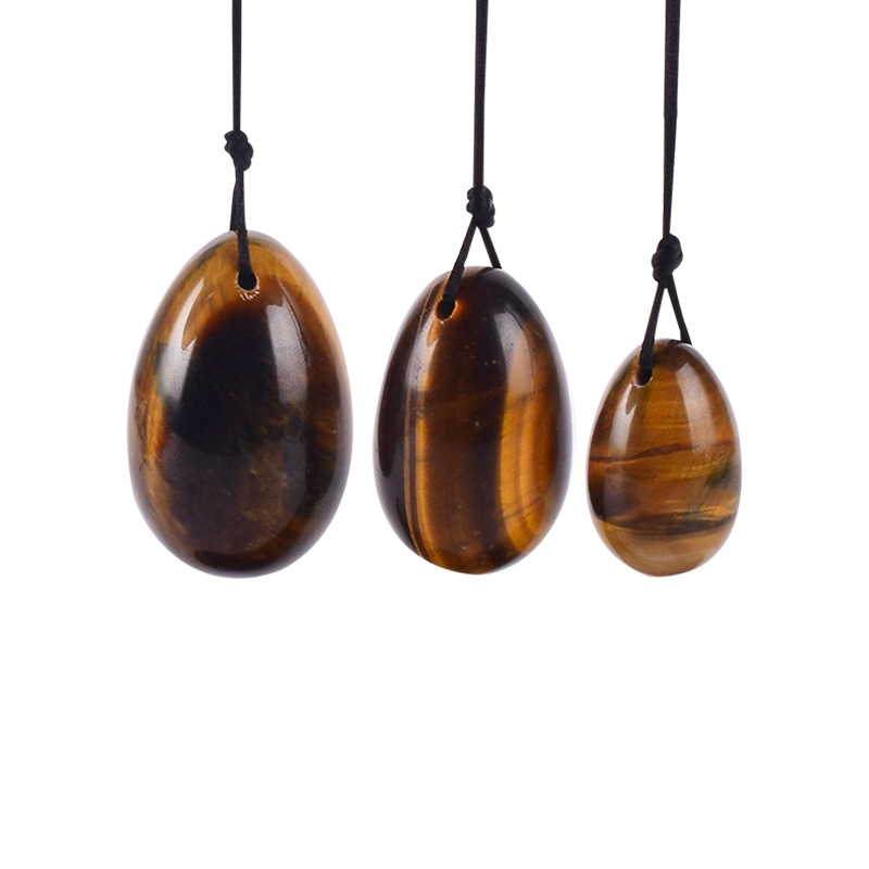 Йони Яйца тигровый глаз бусины, тигровый глаз камень ювелирных изделий натурального нефрита Yoni яйцо для женщин тазовых мышц Training; 3 размера; В комплекте с прозрачная линия