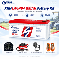 Batterie de chariot de golf au lithium LiFePO4 XRH 38,4 V 100 Ah avec BMS 200 A, application Bluetooth et chargeur 36 V 20 A