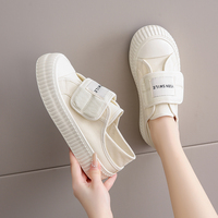 Chaussures décontractées en toile à scratchs, talon moyen, antidérapantes, à porter de deux façons, design talon-pressé, style biscuit, tendance et simples