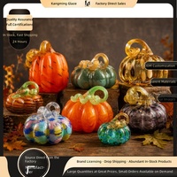 Ornement de citrouille en verre émaillé fait main pour Halloween, lumière LED, décoration artificielle Zibo à vendre