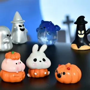 Mini regali all'ingrosso per bambini giocattoli da collezione nuova strega halloween resina zucca fantasma figurina