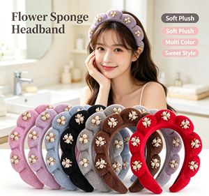 Diadema Vintage de Perlas para Mujer, Diadema Deportiva de Esponja Trenzada para Maquillaje, Accesorios para el Cabello - Product Image 1