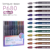 Set Pena Gel Gambar Kuku Plastik Klasik Emas Perak Perunggu Efek Cermin Grafiti 1.0mm Tidak Dapat Dihapus Desain Manikur Mewah