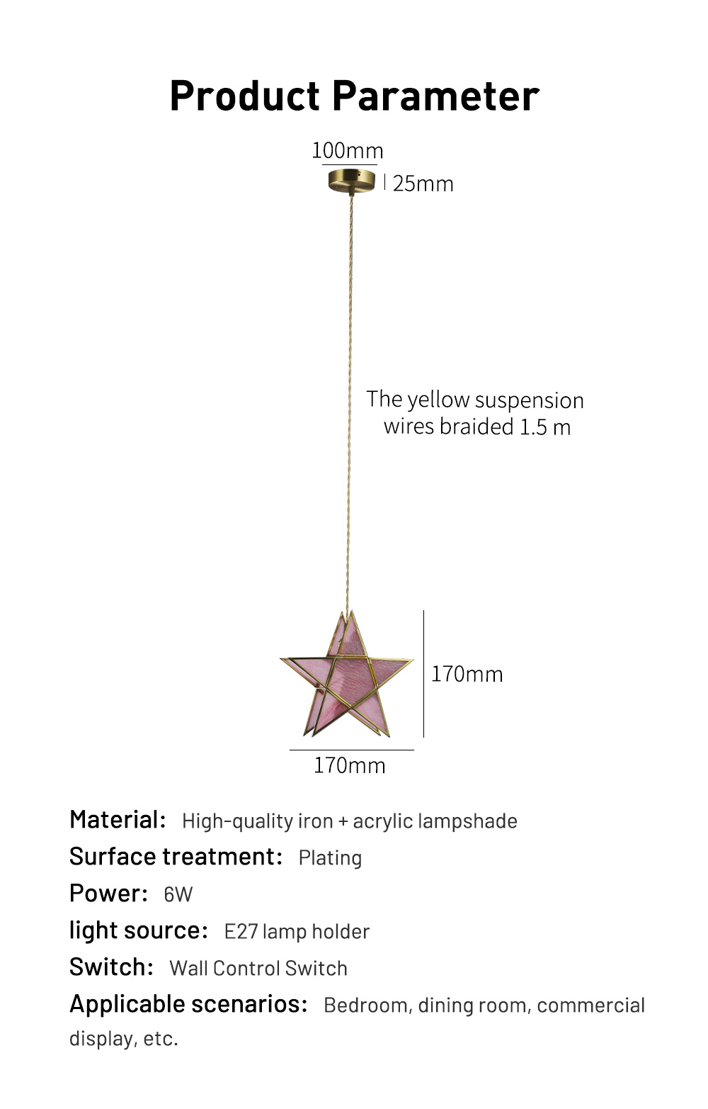2021 New Design Lamps Contemporary Home Decor Star Pendant Light