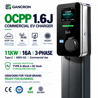 GANCRON EV-Ladegerät Typ 2 OCPP 1.6J 11KW 16A 3-Phasen 4G CMS Mit Steckdose Kommerzielles Elektrofahrzeug-Ladegerät Cargador