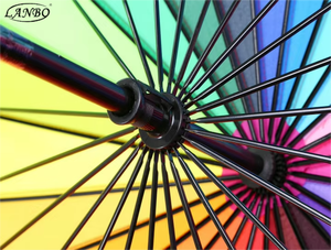 Cổ điển <span class=keywords><strong>24</strong></span> xương cầu vồng ô tùy chỉnh in logo kích thước lớn Windproof Golf ô không ướt Kem chống nắng - Product Image 4