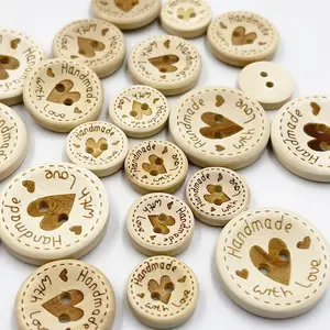 Heart Wood Buttons Sewing Scrapbooking Gift Handwork Home Clothing Decor Wooden Decorative handmade