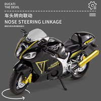 Modèle de moto sportive en alliage moulé sous pression à l'échelle 1/18 avec direction de la roue avant et suspension avant-arrière, jouet sonore et lumineux