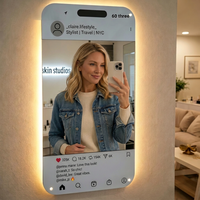 Miroir LED personnalisé pour réseaux sociaux avec capteur, enseigne lumineuse néon pour selfie, idéal pour salon, café, livraison directe