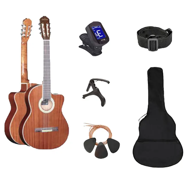 Mặt Trên Bằng Gỗ Sapele Guitar Cổ Điển, Mặt Sau Bằng Gỗ Sapelle, Bàn Phím Gỗ Hồng Sắc Và Cổ Nato.