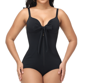Maillot de bain sculptant une pièce monokini avec nœud frontal, haute élasticité, combinaison de natation gainante, fabricant - Product Image 1