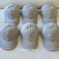 Casquette unisexe réglable en coton gris clair, style coréen Y2K, avec broderie de lettres blanches à faible saturation, effet visage affiné