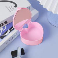 Boîte à miroir pliable en forme de cœur avec logo personnalisé pour enfants Organisateur de voyage Boîte de rangement de bijoux en miroir avec miroir en plastique