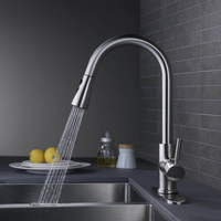 Robinet de cuisine moderne monotrou à économie d'eau de haute qualité, personnalisable, en laiton chromé et acier inoxydable 304, avec poignée extractible