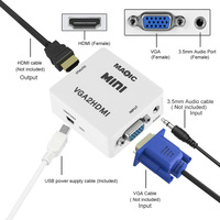 Convertisseur Mini VGA vers HDMI 1080P, adaptateur VGA2HDMI pour PC, ordinateur portable, HDTV, console de jeu