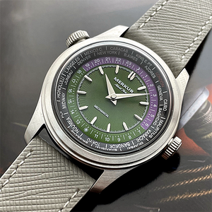 NUEVO Reloj Merkur Dual Crown World Time, Relojes Mecánicos Manuales Retro para Hombre, Reloj Vintage de 38 mm, Reloj Hombre - Product Image 5