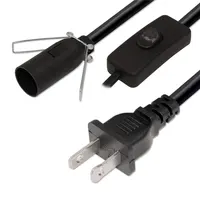 Cable de enchufe de EE. UU., suministro de 2 pines, soporte de Cable, lámpara de encendido/apagado, Cable de alimentación plano con interruptor de 303